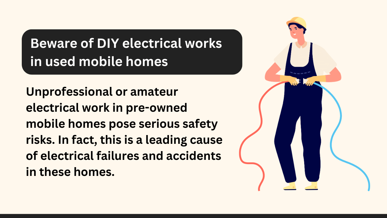 Beware of DIY electrical works in used mobile homes infographic