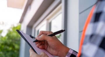 Home inspector writing notes