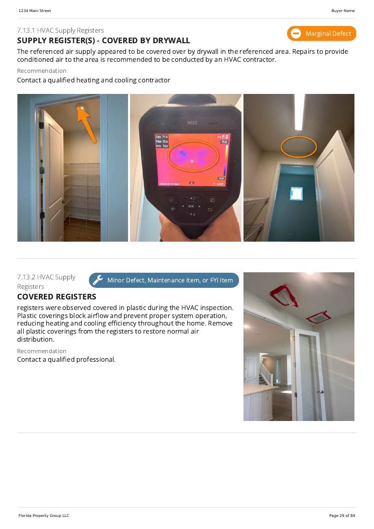 Thermal camera locating an HVAC supply register covered by drywall in a Bradenton home