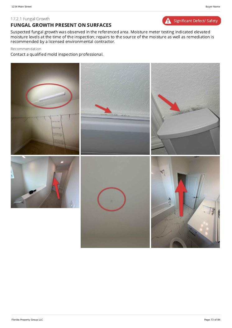 Suspected fungal growth on interior surfaces in a new Bradenton home